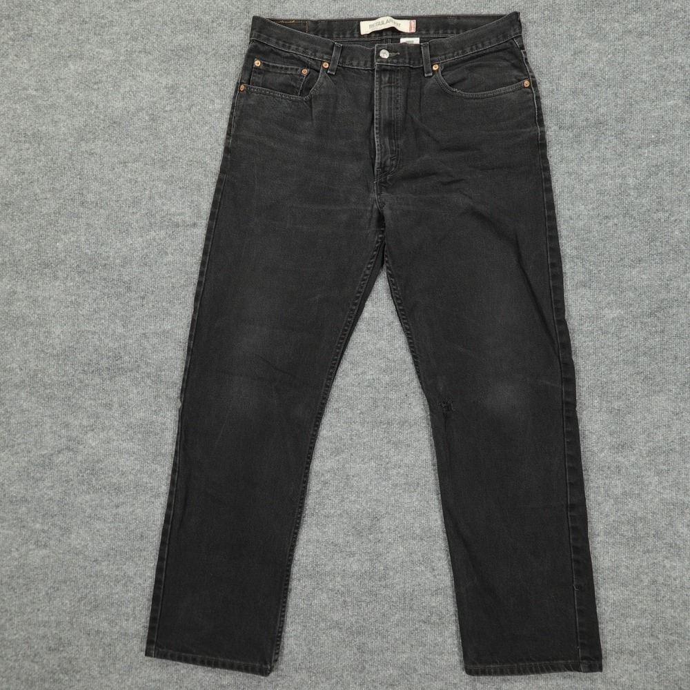 Vintage Levis 505 Mens Jeans Regular Straight Black‎ Dark Y2K 36x32 (Tag 38x32)